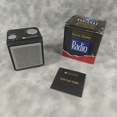 Vintage Audiomax Solid State AM Radio Black Silver Compact Portable