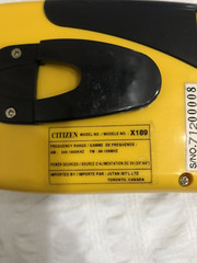 Vintage 80’s Citizen X189 AM/FM Portable Radio Yellow Headphones packaging