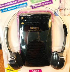GPX Radio AM FM Portable A2093 w/ Headphones Built In Speaker Color Black Sealed