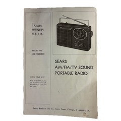 100% Working SEARS AM FM TV Portable Sound Radio w/ Owners Manual VERY CLEAN
