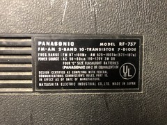 Vintage Panasonic AM/FM Radio RF-757 2 Band 10 Transistor 7 Diode Japan
