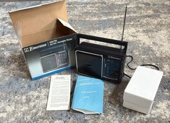 Vintage NIB Emerson AM/FM Portable Radio AC/DC Model P3808 Slimline Carry Handle