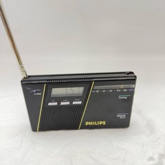 Philips D-1848 Portable Travel FM Radio Clock LCD Pocket Receiver Works w Case
