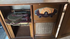 Zenith Vintage Console Radio with Built-In Turntable Record Player Wood Cabinet