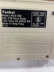 Vintage Tenkai AM/FM Clock Radio Model RC5 Works Made Hong Kong in VGC