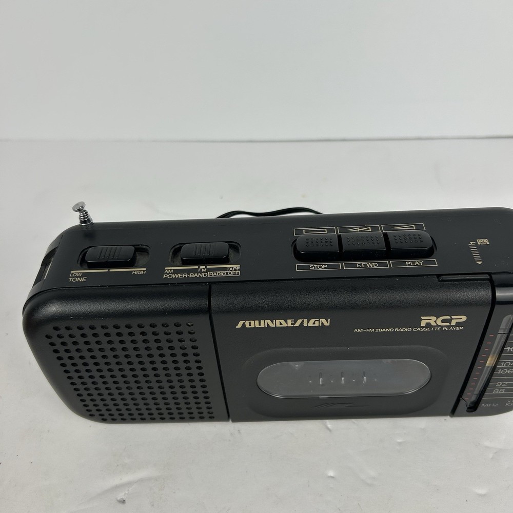 Sound Design-RCP AM/FM Radio Cassette Player Model 4612 BLK (Tested / Working)