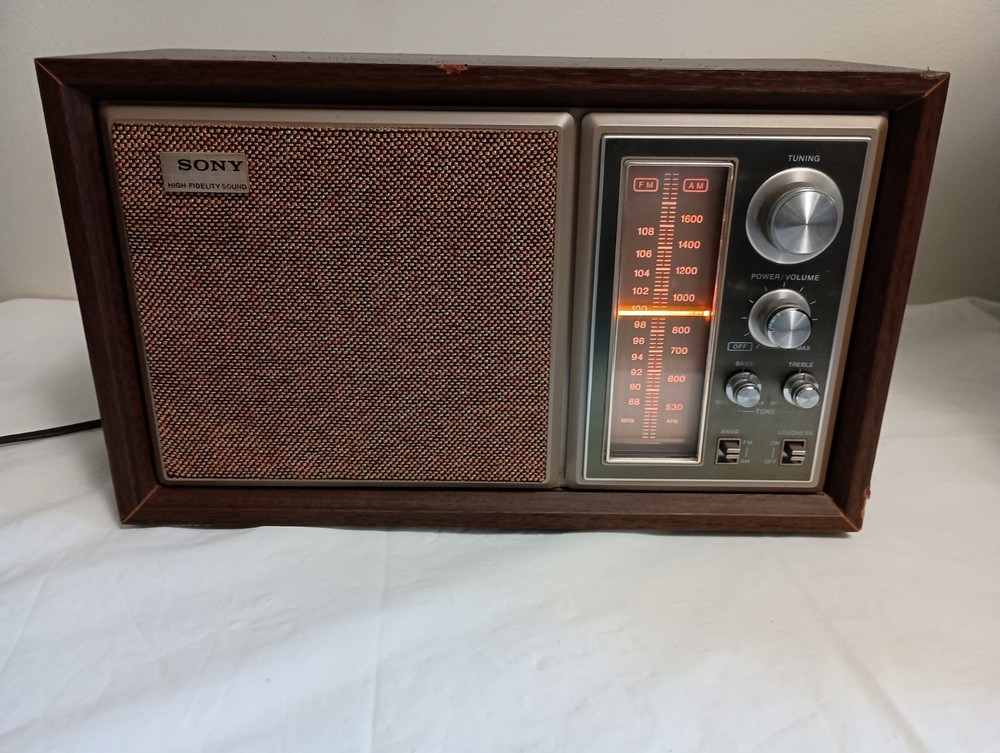 Vintage Sony ICF-9550W AM/FM Radio High Fidelity Sound Wood Case 1970&rsquo;s Tested