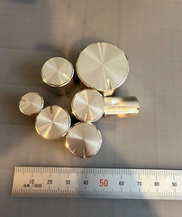 Vintage Genuine 7 x Hifi Radio FM Stereo Silver Knurled Metal Knobs Samsung?