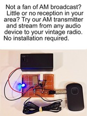 AM Transmitter – Stream to Your Vintage Tube Radio – 3.5mm Aux, Mp3, Bluetooth