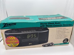 NOB Vintage Zenith ZG320M AM/FM Stereo Clock Radio Cassette Recorder Dual Alarm