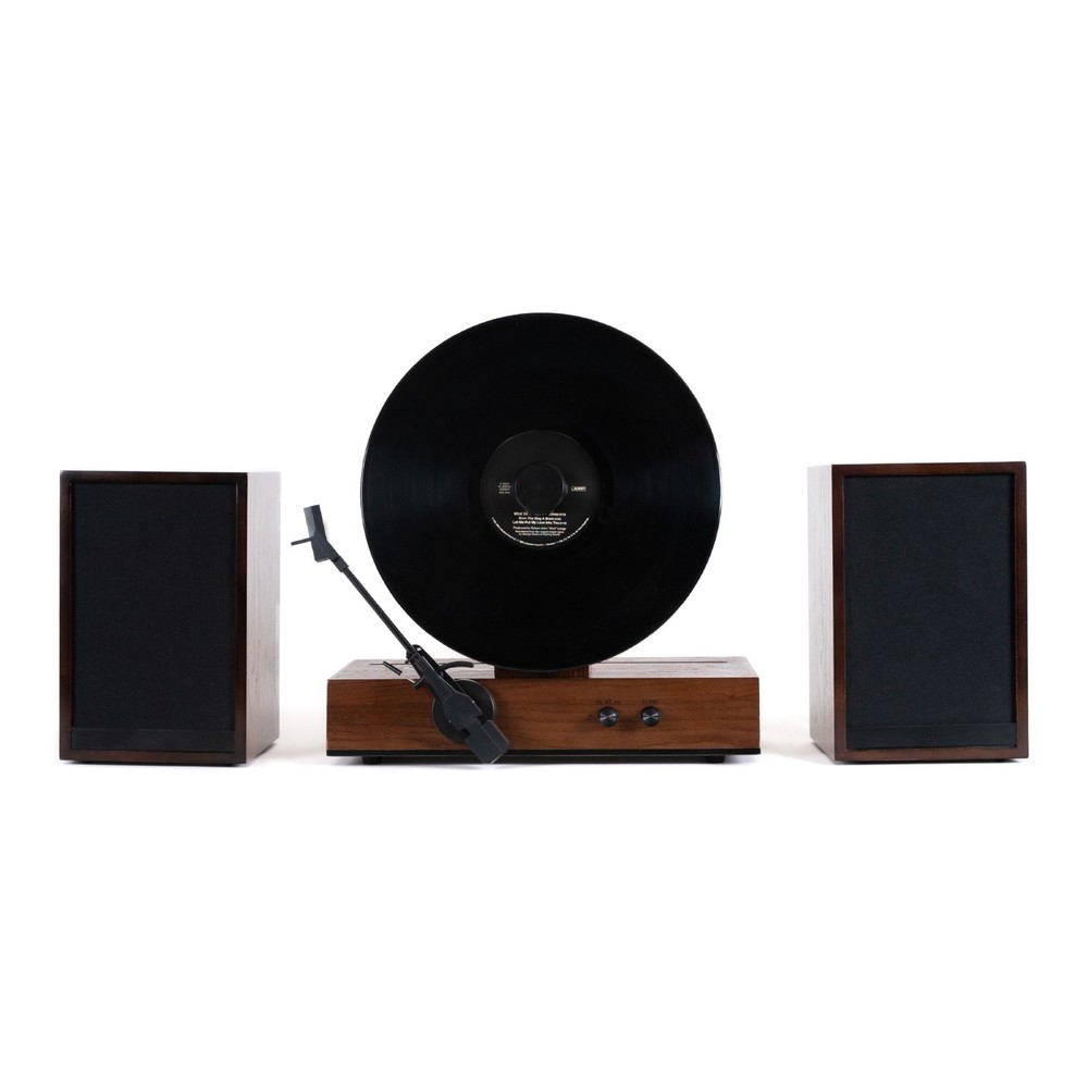 Fuse GLD Vertical Vinyl Record Player with Speakers, Bluetooth, AUX – Black Trim