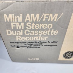 Vintage GE Mini AM FM FM Stereo Dual Cassette Recorder 3-6210 Excellent Box