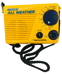Vtg Realistic All Weather AM FM Radio Yellow Portable 12- 783 No Seal READ Works