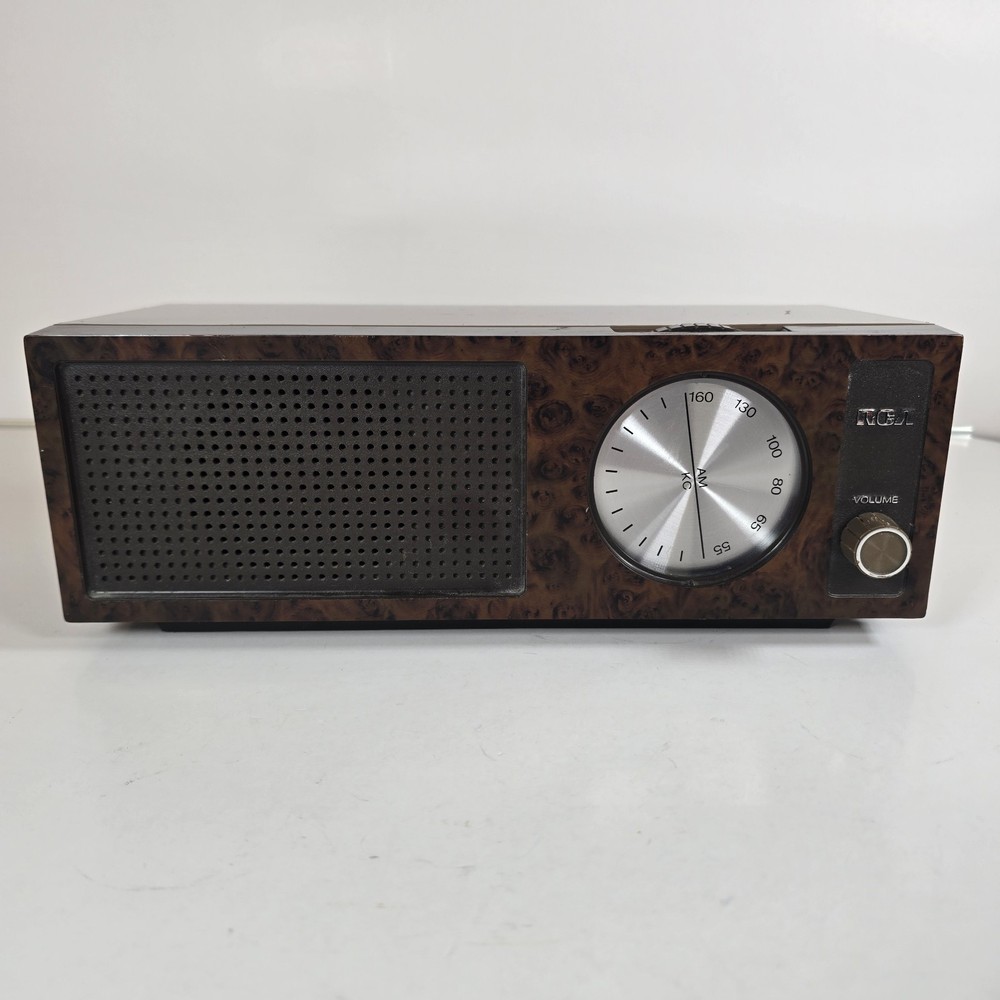 Vintage RCA AM Radio RZA203T Brown Faux Wood Grain Desk Radio Tested Works
