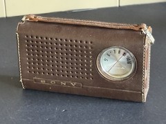 SONY TR-6081 Vintage Transistor Six Radio Light Blue Original Leather Case WORKS