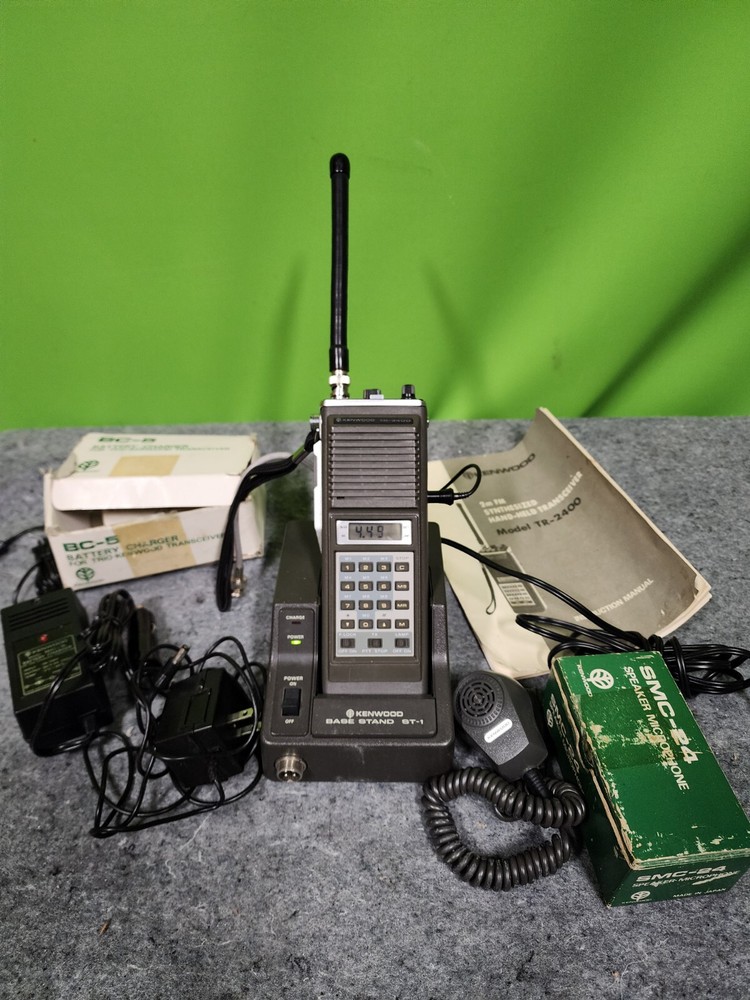Vintage Kenwood TR2400 fm Transceiver~With Case, CHARGERS & MIC WORKS