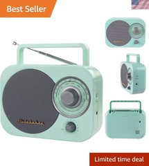Limited Edition Mint Green Portable Retro AM/FM Radio with Headphone Jack