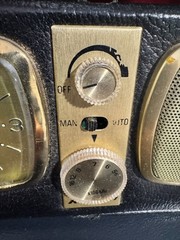 Kenton Portable AM Radio Clock Travel Case Mid Century Black Faux Leather Japan