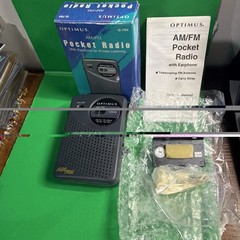 Vintage Optimus AM FM Pocket Radio Complete Earphone Boxed 12-794 Tested Works!