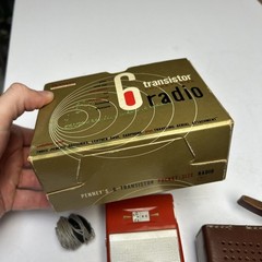 VTG Penney&rsquo;s Leather Covered Six Transistor Radio With Box