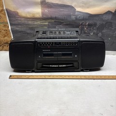 Vintage MAGNAVOX AW-7595/17 Turbo Bass Dual Cassette Boombox Radio TESTED NICE