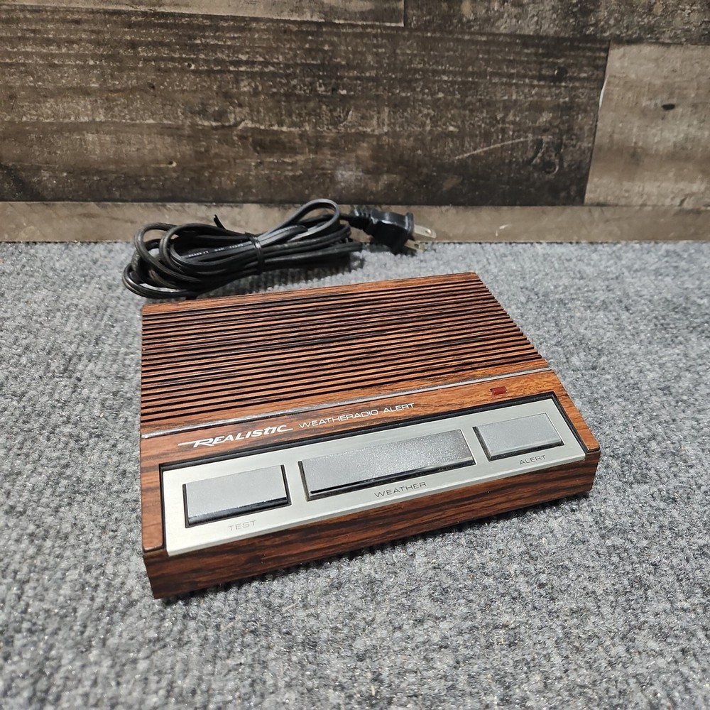 Vintage Realistic Weather Alert Radio Model #12-140 Wood grain Veer 3 button
