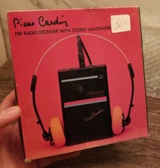 ~Vintage Black Pierre Cardin FM Radio Receiver~ (Headphones Box & Receiver ONLY)