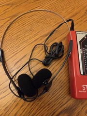 Sanyo RP40 RED Vintage AM/FM Stereo Portable Radio w/ Headphones Belt Clip Rare