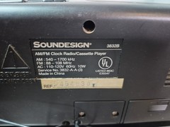 Vintage SOUNDESIGN AM/FM Alarm Clock Radio Cassette Player Model 3832B Tested