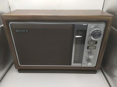 Mint Sony ICF-9650W Vintage AM FM Table Radio Woodgrain Tested Works