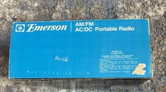 Vintage NIB Emerson AM/FM Portable Radio AC/DC Model P3808 Slimline Carry Handle