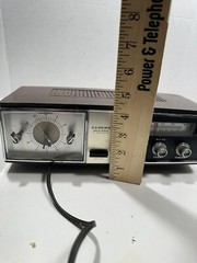 Lloyds Brown Silver Wired Solid State 2 Speaker Alarm Clock AM Radio Works READ*