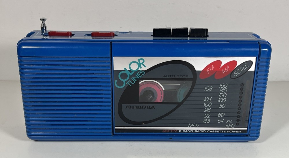 Vintage 1980s Soundesign Color Tunes Radio Cassette Player 4603VBL Blue Boom Box