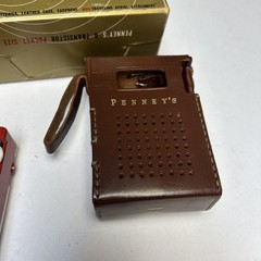 VTG Penney&rsquo;s Leather Covered Six Transistor Radio With Box