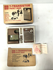 Vintage Original Box with General Electric 7 Transistor Pocket Radio w/ Earphone