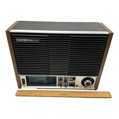 Vintage Radio Toshiba Model RH-541F Black Wood Veneer Japan c 1973