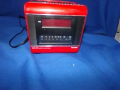 Vintage Randix Red Cube Box Square Cassette, Clock, AM/FM Radio – Works