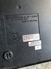 Sony Clock Clock AM/FM Radio Alarm Compact Disc CD ICF-CD820.
