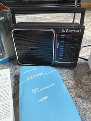 Vintage NIB Emerson AM/FM Portable Radio AC/DC Model P3808 Slimline Carry Handle