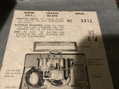 Vintage Motorola 55L1 Radio-Chassis HS 470 Serial#3312 -untested