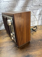 Vintage Sony ICF-9740W Tabletop FM/AM Radio Simulated Wood W/ Box Tested