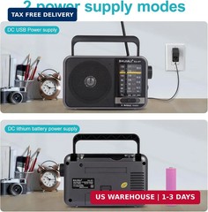Portable AM/FM Transistor Radio with Loud Speaker, Battery or USB Powered – Comp