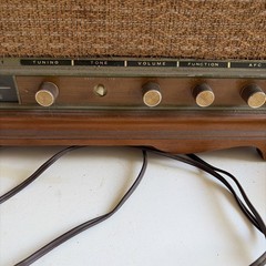 Vintage SEARS Silvertone AM/FM Table Radio Wood Cabinet Missing A Knob