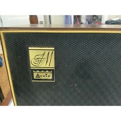 Vintage Arvin AM/FM Table Radio Wood Grain Gold Trim Mid Century Modern Retro