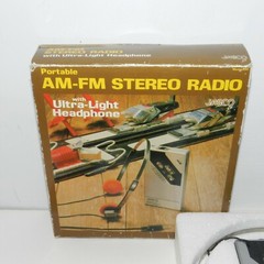 Vintage JASCO Portable AM-FM Radio Model 890 W /Ultra Light Headphone RARE!