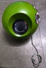 Vintage Panasonic Panapet R-70 Green Ball AM Radio 1970s Japan WORKING w/ Chain