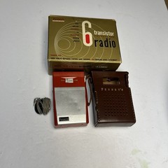 VTG Penney&rsquo;s Leather Covered Six Transistor Radio With Box