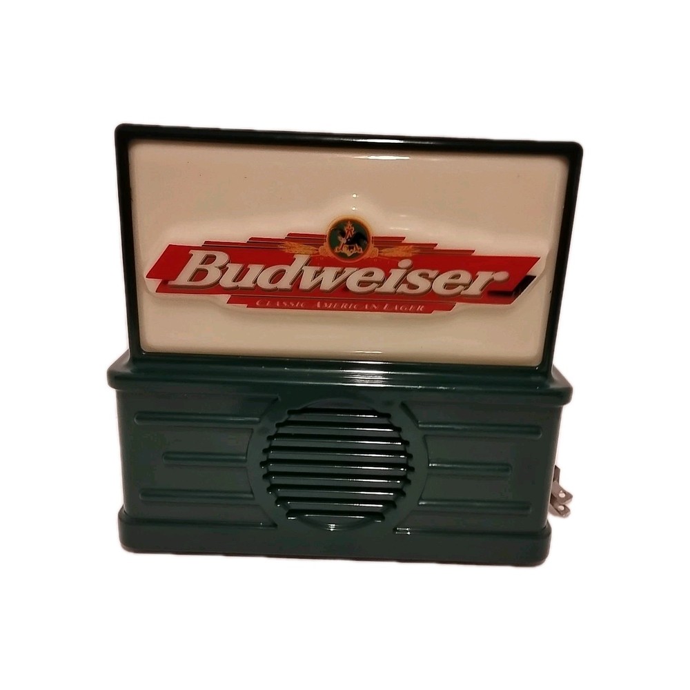 Vintage BUDWEISER Logo-Top Lighted AM/FM Radio Beer Advertising Sign. s5