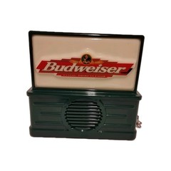 Vintage BUDWEISER Logo-Top Lighted AM/FM Radio Beer Advertising Sign. s5