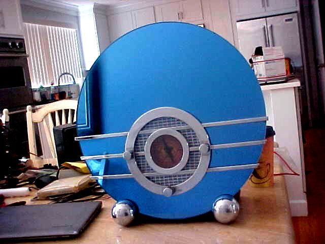=RETRO VINTAGE RADIO CROSLEY BLUE MIRROR DECO RADIO AM-FM CASSETTE CR-37